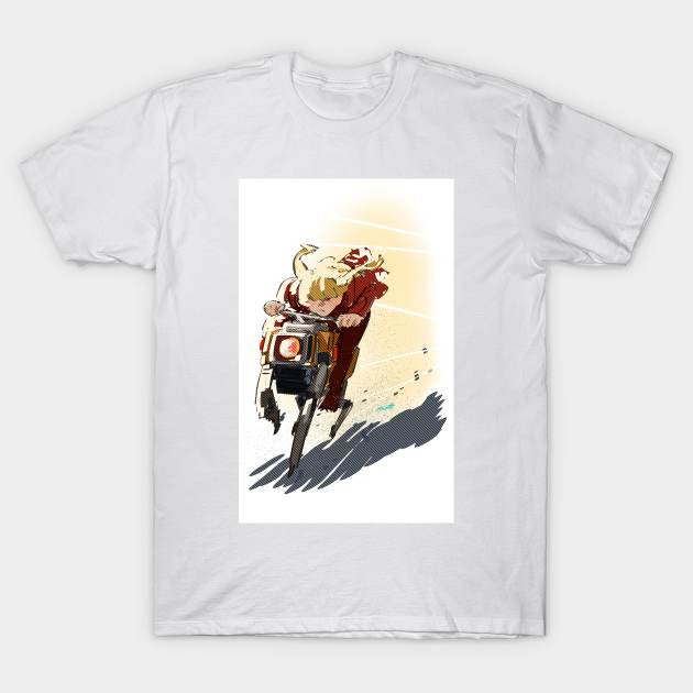 Futuristic Vehicle and Blonde Girl T-Shirt by nagare017